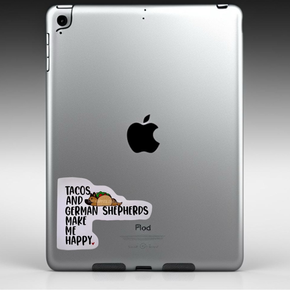 German Shepherd Dog Sticker, Tacos Happy, Kawaii GSD Decal 4 pcs - Picture 4 of 6